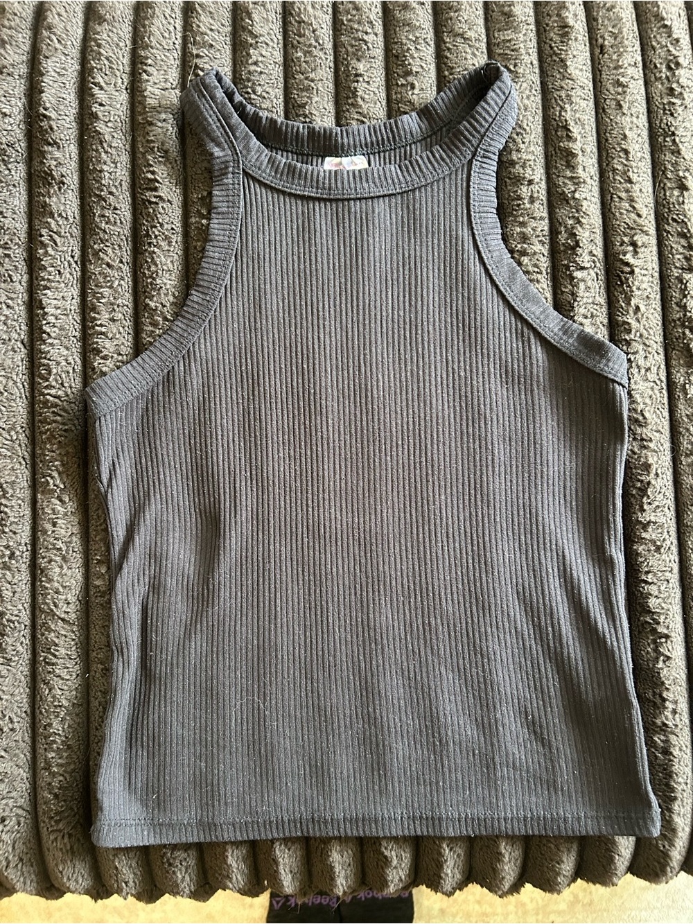 No Boundaries Ribbed High-Neck Tank Top - Black